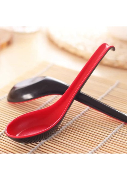 10 Adet Kancalı Kırmızı ve Siyah Asya Çorba Kaşığı - Çin Usulü Kaşık, Pirinç Pho Ramen Erişte Çorbaları Için Mükemmel (Yurt Dışından) modelleri