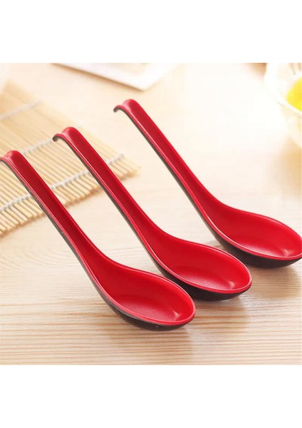 10 Adet Kancalı Kırmızı ve Siyah Asya Çorba Kaşığı - Çin Usulü Kaşık, Pirinç Pho Ramen Erişte Çorbaları Için Mükemmel (Yurt Dışından) fırsatları