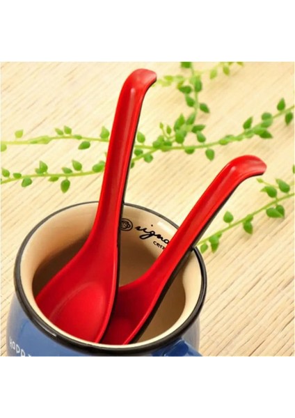 10 Adet Kancalı Kırmızı ve Siyah Asya Çorba Kaşığı - Çin Usulü Kaşık, Pirinç Pho Ramen Erişte Çorbaları Için Mükemmel (Yurt Dışından) indirimleri