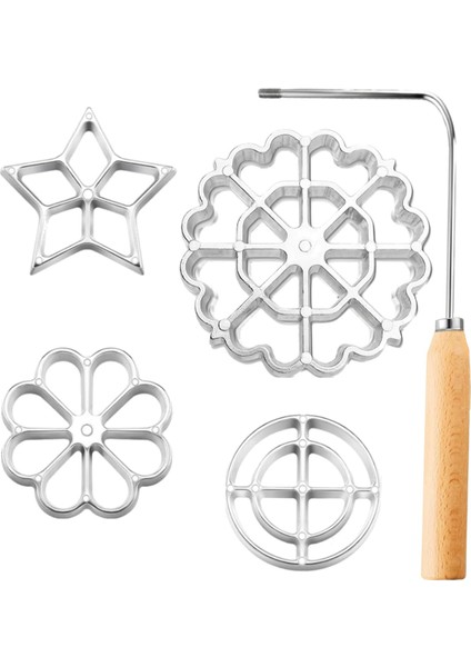 Parça Saplı Bunuelos Kalıp Seti, 4 Değiştirilebilir Başlıklı Alüminyum Alaşımlı Waffle Kalıp Seti (Yurt Dışından)