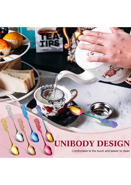 Adet 5.1 Inç Küçük Çay Kaşığı, Kahve Kaşığı, Süslü Kaşık, Tatlı Karıştırma Kaşığı, Çay Kaşığı, Paslanmaz Çelik Gül Saplı (Yurt Dışından) modelleri