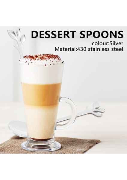 Kaşık + 5 Çatal Paslanmaz Çelik Yaprak Kahve Kek Kaşık Çatal Tatlı Kaşıkları, Karıştırma Çay Kaşığı Seti Gümüş (Yurt Dışından) fiyatları