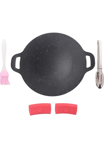 28 cm Açık Hava Kamp Izgara Plakası Yapışmaz Kore Barbekü Plakası Barbekü Et Tenceresi Düz (Yurt Dışından) modelleri