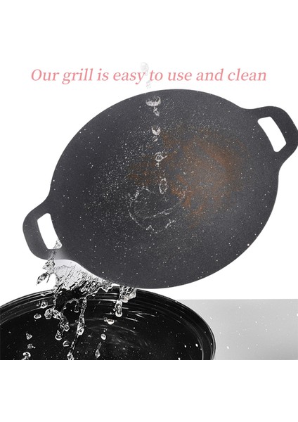 28 cm Açık Hava Kamp Izgara Plakası Yapışmaz Kore Barbekü Plakası Barbekü Et Tenceresi Düz (Yurt Dışından) fırsatları