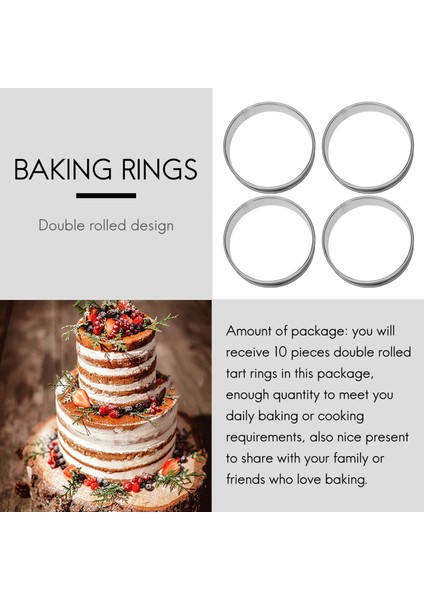Inç Muffin Halkaları Crumpet Halkaları, 10'lu Set Paslanmaz Çelik Muffin Halkaları Kalıpları Çift Açılmış Tart Halkaları Yuvarlak Tart Halkası (Yurt Dışından) indirimleri