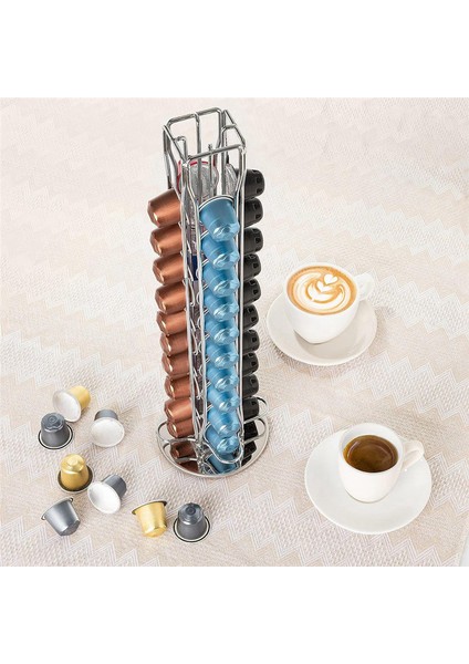 Nespresso Pod Tutucu Stand Raf Ekranı Kahve Kapsülleri Paslanmaz Metal Tutucular Döndürülebilir Raflar 40 Kahve Podunu Tutar (Yurt Dışından) modelleri