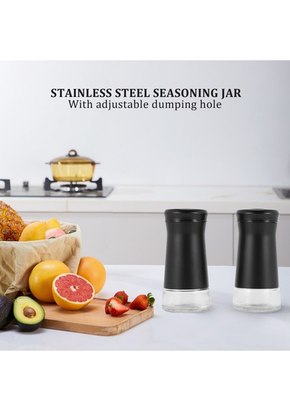 Ayarlanabilir Dökme Delikli Biberlik Zarif Paslanmaz Çelik Tuz ve Biberlik, Deniz Tuzları Için Mükemmel, 2 Adet (Yurt Dışından) fiyatları