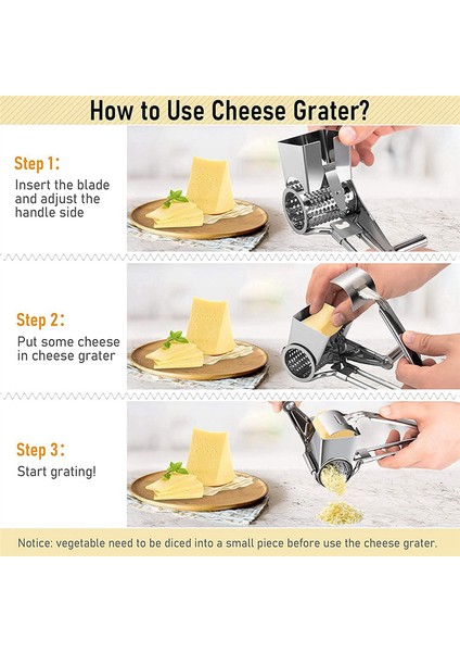 Peynir Rendesi 430 Paslanmaz Çelik Sebze Parçalayıcı Kesici Öğütücü 4 Tambur Bıçaklı 4'ü 1 Arada (4) (Yurt Dışından) indirimleri