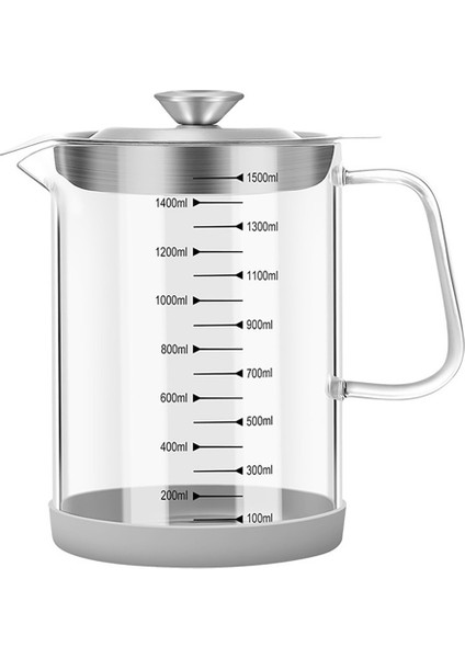 Cugf Şeffaf Cam Yağ Filtresi Kabı, Ölçekli Mutfak Yağ Ayırıcı, Ince Gözlü Süzgeçli Ev Pastırma Yağı Kabı (Yurt Dışından)