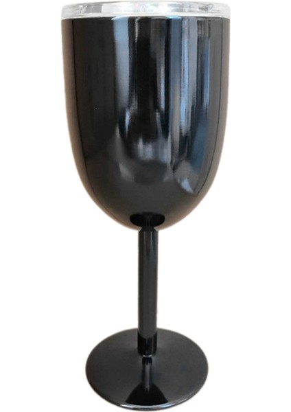 Şarap Kadehi Paslanmaz Çelik Çift Katmanlı Kadeh Renkli Büyük Kapasiteli Bardak Dayanıklı Şarap Bardağı Siyah (Yurt Dışından)