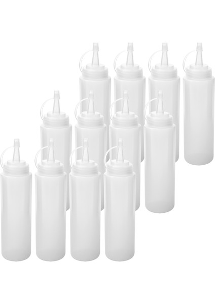 12'li Paket 8 Oz Sos, Ketçap, Barbekü, Salata Sosu ve Boya Için Çevirmeli Kapaklı Sıkma Sos Şişeleri (Yurt Dışından) modelleri