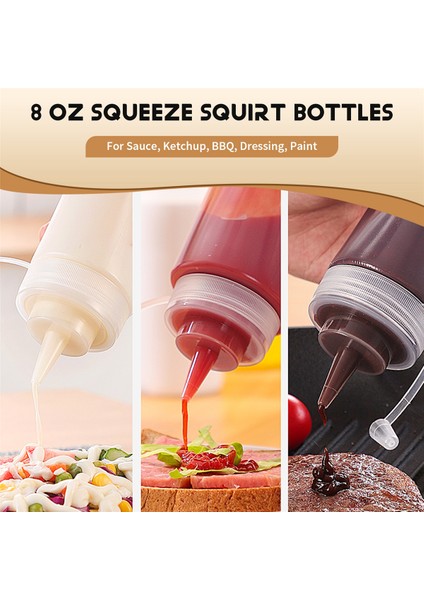 12'li Paket 8 Oz Sos, Ketçap, Barbekü, Salata Sosu ve Boya Için Çevirmeli Kapaklı Sıkma Sos Şişeleri (Yurt Dışından) fırsatları