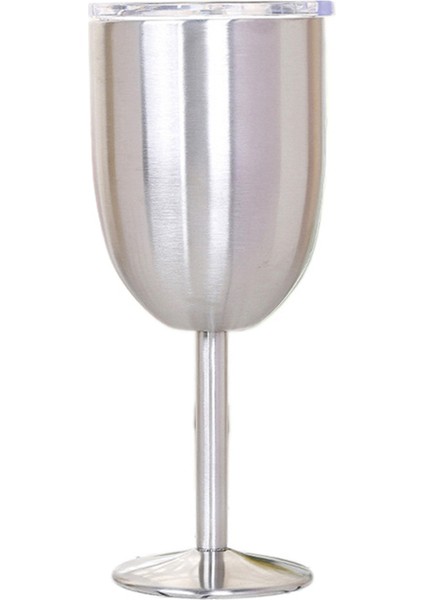 Şarap Kadehi Paslanmaz Çelik Çift Katmanlı Kadeh Renkli Büyük Kapasiteli Bardak Dayanıklı Şarap Kupası Gümüş (Yurt Dışından)
