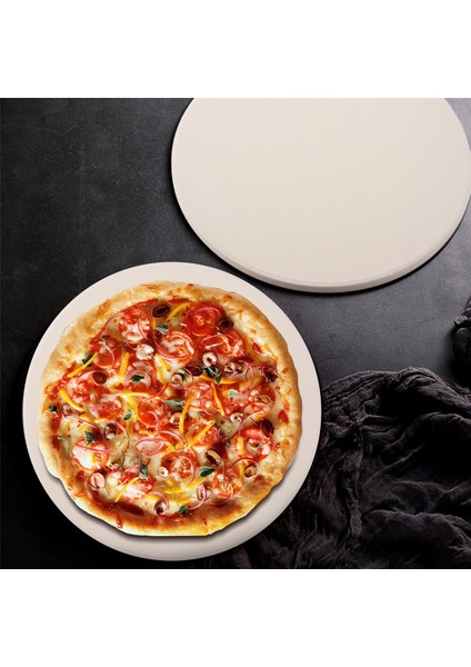 Pizza Taşı Pişirme - Kordierit Pizza Taşı Tabağı Barbekü Izgara Fırın - Pizza Pişir ve Servis Et Ekmek Peynir - Yuvarlak 30,5 cm (Yurt Dışından) indirimleri
