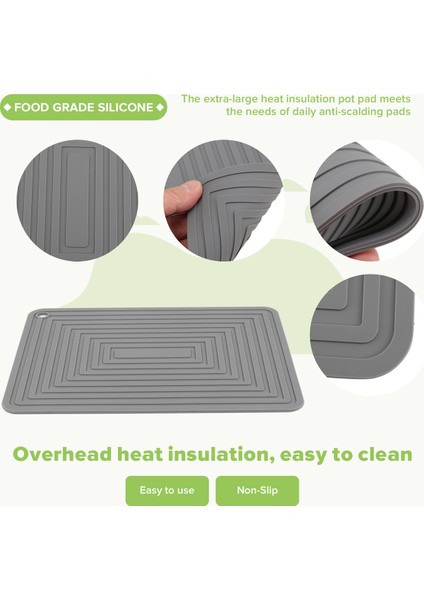Büyük Silikon Tencere Tutucu Kare Kalın Isı Yalıtım Pedi Kaymaz Oluklu Mutfak Masa Matı (Gri) (Yurt Dışından) indirimleri