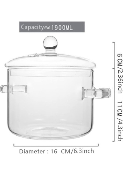 Kapaklı Cam Tencere, Kapaklı ve Saplı Ocak Üstü Pişirme Tenceresi, Kısık Ateş Tencere, Şeffaf Çorba Tenceresi, Yüksek Borosilikat 1600ML (Yurt Dışından) fiyatları