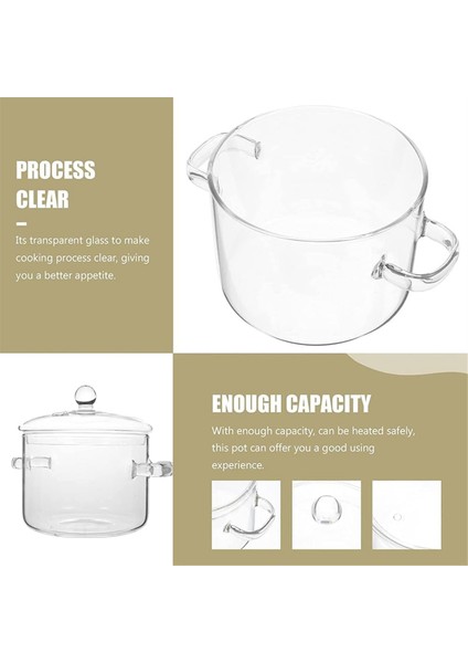 Kapaklı Cam Tencere, Kapaklı ve Saplı Ocak Üstü Pişirme Tenceresi, Kısık Ateş Tencere, Şeffaf Çorba Tenceresi, Yüksek Borosilikat 1600ML (Yurt Dışından) fırsatları