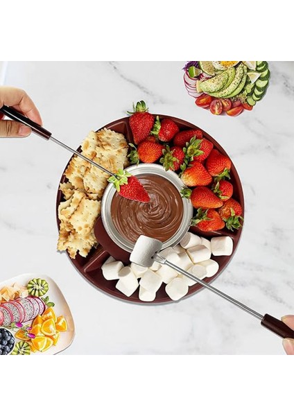 Fondü Pot Seti, 4 Çatallı Elektrikli Çikolata Fondü Makinesi, Peynir Eritme Fondü Makinesi Kiti, Sıcaklık Kontrolü, Ab Fişi (Yurt Dışından) fiyatları