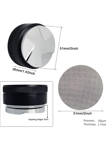 51 mm Ayarlanabilir Derinlik - 3 Açı Espresso Tamper, 51 mm Portafilter, 51 mm Kahve Dağıtıcı Alet ve 51 mm Disk Ekranına Uyar (Yurt Dışından) fırsatları