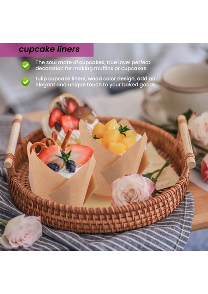 50 Adet Lale Kek Kalıbı, Lale Pişirme Kağıdı Kek ve Muffin Kalıpları Ağartılmamış Pişirme Kapları Kek Derisi Rengi (Yurt Dışından) fırsatları