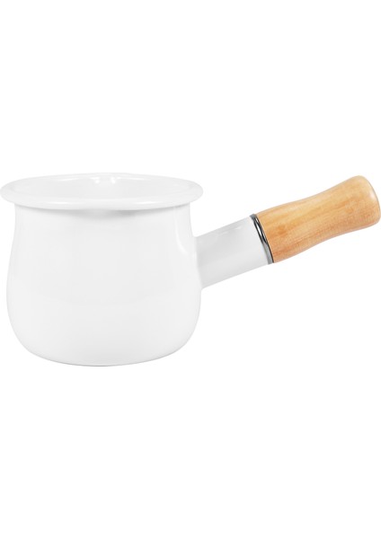 Emaye Süt Tencere, Mini Tereyağı Isıtıcı 10 cm Ahşap Saplı Emaye Tencere Tava Tencere Seti, Küçük Sıvı Porsiyonlarını Isıtmak Için Mükemmel Boyut. (Beyaz) (Yurt Dışından) modelleri
