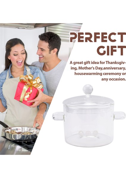 Kapaklı Cam Tencere, Kapaklı ve Saplı Ocak Üstü Pişirme Tenceresi, Kısık Ateş Tencere, Şeffaf Çorba Tenceresi, Yüksek Borosilikat 1400ML (Yurt Dışından) indirimleri