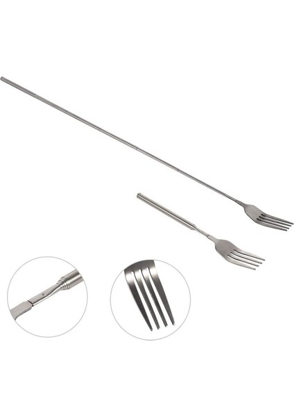 Uzatılabilir Çatallar, Paslanmaz Çelik Barbekü Teleskopik Çatallar 8,7-25,4 Inç Uzun Saplı Tatlı Çatalı Meyve Tatlı Çatal Bıçak Takımı (Yurt Dışından)