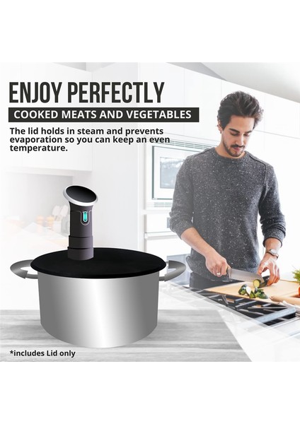 Adet Silikon Kapak - 10,5 Inç'e Kadar Tencerelere Uyar - Anova Culinary Sous Vide Hassas Pişirici Siyah ile Uyumlu (Yurt Dışından) modelleri