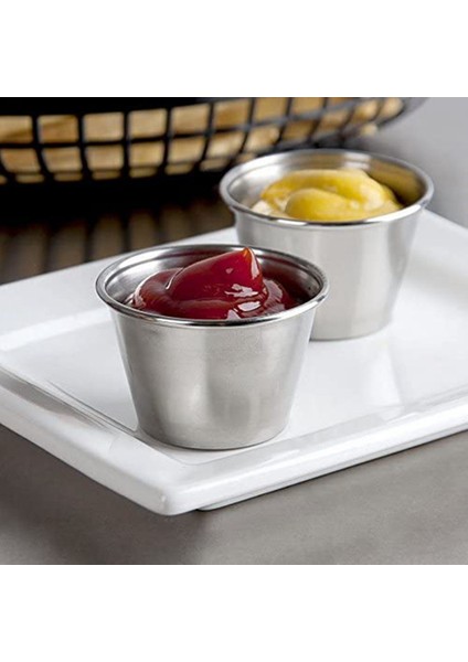 Paket 10'lu - Premium Fırçalanmış Paslanmaz Çelik Sos Kapları, Baharat Kapları, Sıvı Soslar, Kaseler - 2,5 Oz 70 ml (Yurt Dışından) modelleri