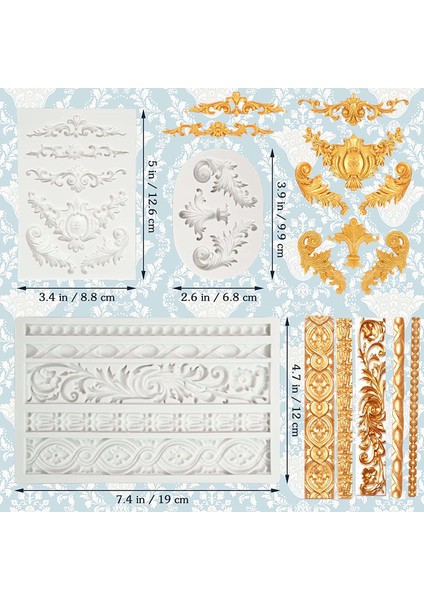 Paket Barok Silikon Kalıplar, Kaydırma Silikon Barok Kalıp Kil Kalıpları, Fondan Kalıpları, Bordür Fondan Kalıbı Düğün (Yurt Dışından) indirimleri