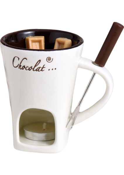 Fondü Kupa Seti Çikolata Peynir Süt Kreması Yapma Seti Tek Tereyağı Eritici Pişirme Kabı Şamdan Beyaz (Yurt Dışından)