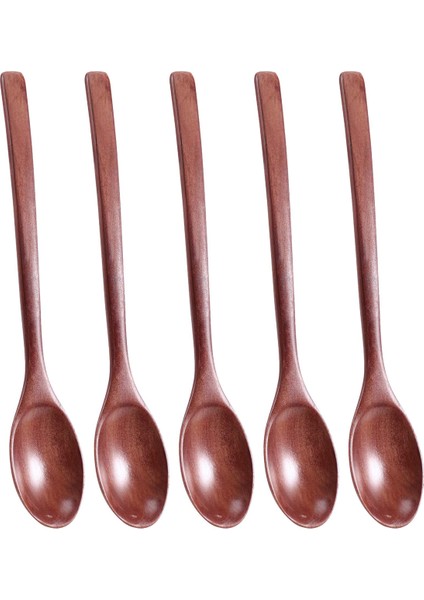 Kaşıklar Ahşap Çorba Kaşığı 5 Parça Çevre Dostu Sofra Takımı Doğal Elips Ahşap Kepçe Kaşık Seti Yemek, Karıştırma, Sofra Takımı, Kahve, Çay, Tatlı ve Kılıflı (Yurt Dışından)
