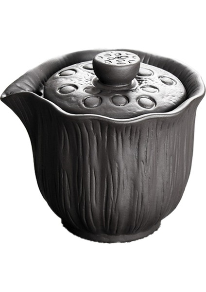 200 ml Otantik Mor Kil Çaydanlık Gaiwan Sıcaklığa Dayanıklı Taşınabilir Çay Seti El Yapımı Filtre Güzellik Çay Demliği Siyah (Yurt Dışından)