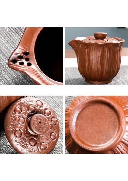 200 ml Otantik Mor Kil Çaydanlık Gaiwan Sıcaklığa Dayanıklı Taşınabilir Çay Seti El Yapımı Filtre Güzellik Çay Demliği Siyah (Yurt Dışından) fırsatları