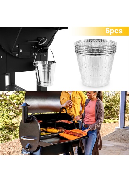 Traeger Odun Ateşinde Pişirilen Pelet Barbekü Izgara Aksesuarlarına Uygun Tek Kullanımlık Yağ Kovası Astarları 6'lı Paket (Yurt Dışından) indirimleri