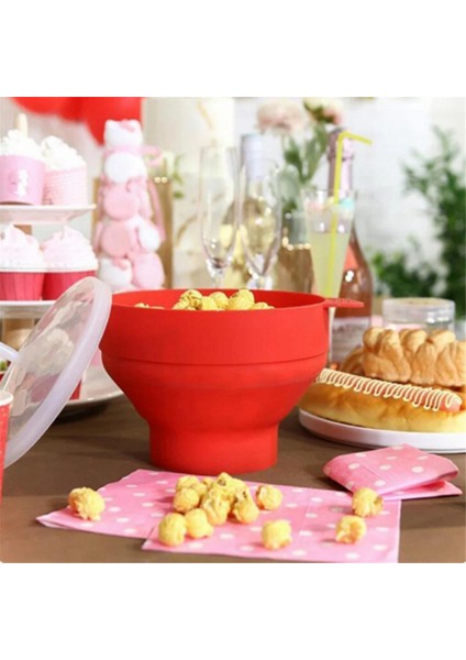 Yüksek Kaliteli Mikrodalga Patlamış Mısır Kasesi Kovası Silikon Kendin Yap Patlamış Mısır Makinesi Kapaklı Cips Meyve Tabağı Mutfak Kolay Araçlar C (Yurt Dışından) fırsatları