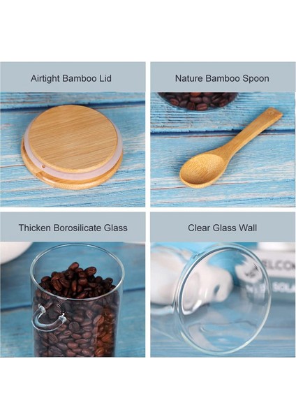 Bambu Kapaklı ve Kaşıklı Cam Kavanozlar, Ahşap Kapaklı ve Kepçeli 17 Oz Cam Şeker Kabı, Kahve Çay Kavanozları (Yurt Dışından) fırsatları