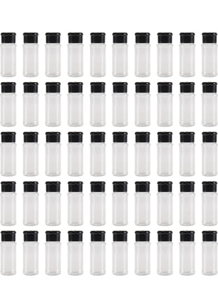 50 Adet Plastik Baharat Kavanozları, Çalkalayıcı Kapaklı Baharat Kapları, Plastik Baharat Şişeleri, Baharat Çalkalayıcı Kavanozlar 3.3OZ/100ML Siyah (Yurt Dışından)