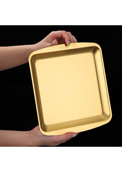 Yemek Tabağı 304 Paslanmaz Çelik Dikdörtgen Tabak Kore Barbekü Tabağı, Suşi Tabağı, Tatlı Tepsi Saklama Tepsisi, D (Yurt Dışından) indirimleri