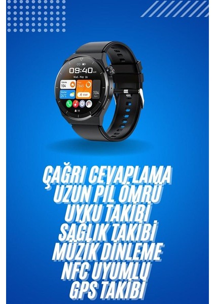 Zengezur Amoled Ekran Metal Deri Silikon Kordonlu Uyku ve Sağlık Takibi