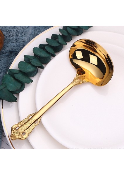 304 Paslanmaz Çelik Çorba Kepçesi Pişirme Aleti Mutfak Aksesuarları Altın Kepçe Sofra Takımları Altın Kaplama Çorba Servis Kaşığı (Yurt Dışından) fiyatları