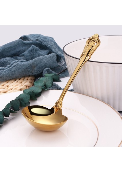 304 Paslanmaz Çelik Çorba Kepçesi Pişirme Aleti Mutfak Aksesuarları Altın Kepçe Sofra Takımları Altın Kaplama Çorba Servis Kaşığı (Yurt Dışından) indirimleri