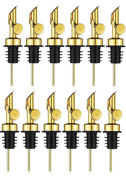 Ağırlıklı Paslanmaz Çelik Dökücüler Zeytinyağı Dağıtıcısı Musluklu Likör Şişeleri Dökücüler Otomatik Çevirmeli Yağ Dağıtıcısı (Altın, 12 Adet) (Yurt Dışından)