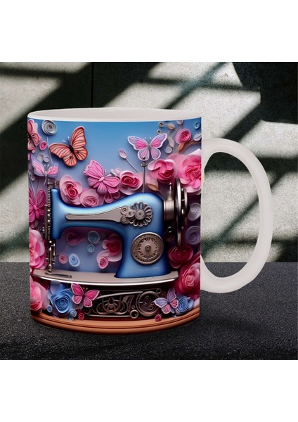 3D Dikiş Makinesi Boyalı Kupa Kahve Kupası Yaratıcı Çay Süt Kupaları Su Kupası Dikiş Severler Için Doğum Günü Noel Hediyeleri (Yurt Dışından)