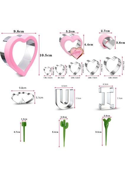 15 Parça Kalp Kurabiye Kesici Seti 9 Boyut Kalp Şeklinde Kurabiye Kesici, Paslanmaz Çelik Sevgililer Günü Kurabiye Kesici Seti (Yurt Dışından) fiyatları