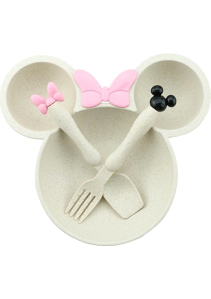 Karikatür Kase Sofra Takımı Buğday Samanı Yemekleri Yemek Tabağı Fiyonklu Yemek Tabağı Kaşık Çatal Krem Beyazı (Yurt Dışından)