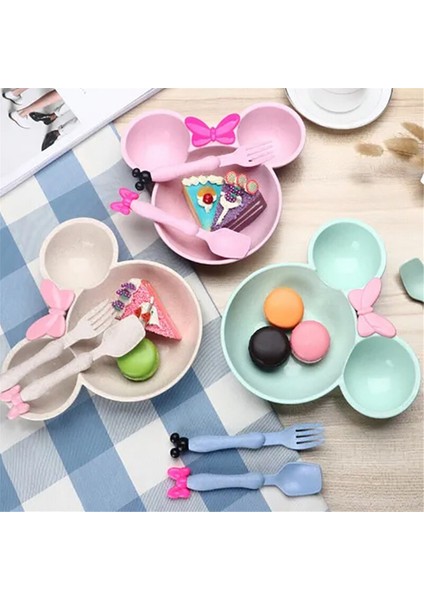 Karikatür Kase Sofra Takımı Buğday Samanı Yemekleri Yemek Tabağı Fiyonklu Yemek Tabağı Kaşık Çatal Krem Beyazı (Yurt Dışından) fiyatları