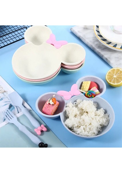 Karikatür Kase Sofra Takımı Buğday Samanı Yemekleri Yemek Tabağı Fiyonklu Yemek Tabağı Kaşık Çatal Krem Beyazı (Yurt Dışından) modelleri