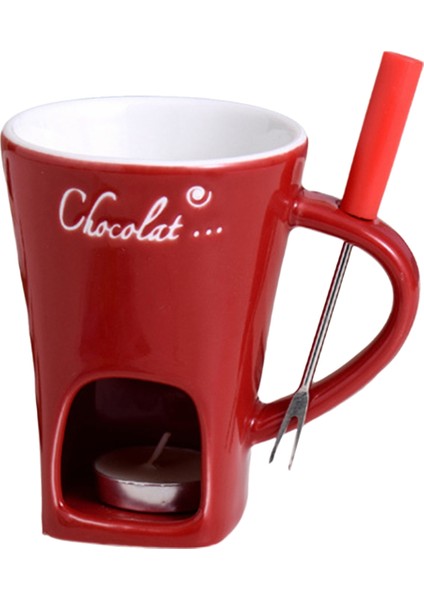 Fondü Kupa Seti Çikolata Peynir Süt Kreması Yapma Seti Tek Tereyağı Eritici Pişirme Kabı Şamdan Kırmızı (Yurt Dışından)