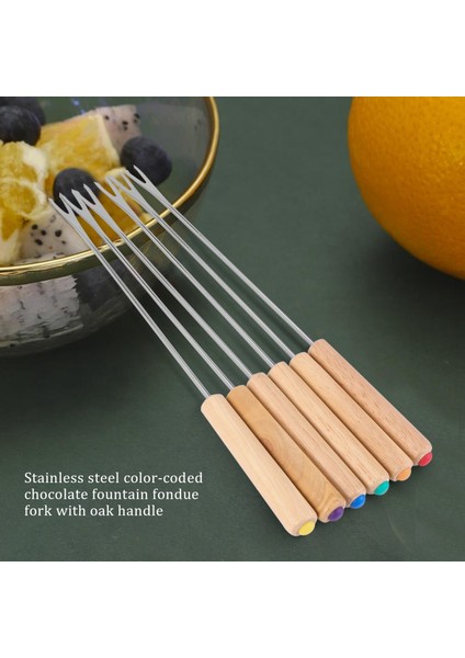 Paslanmaz Çelik Renk Kodlu Çikolata Çeşmesi Peynir Fondü Çatalları Meşe Ağacı Saplı Isıya Dayanıklı, Şişli Hatmi Kızartma Çubukları, 9,5 Inç (Yurt Dışından) fiyatları